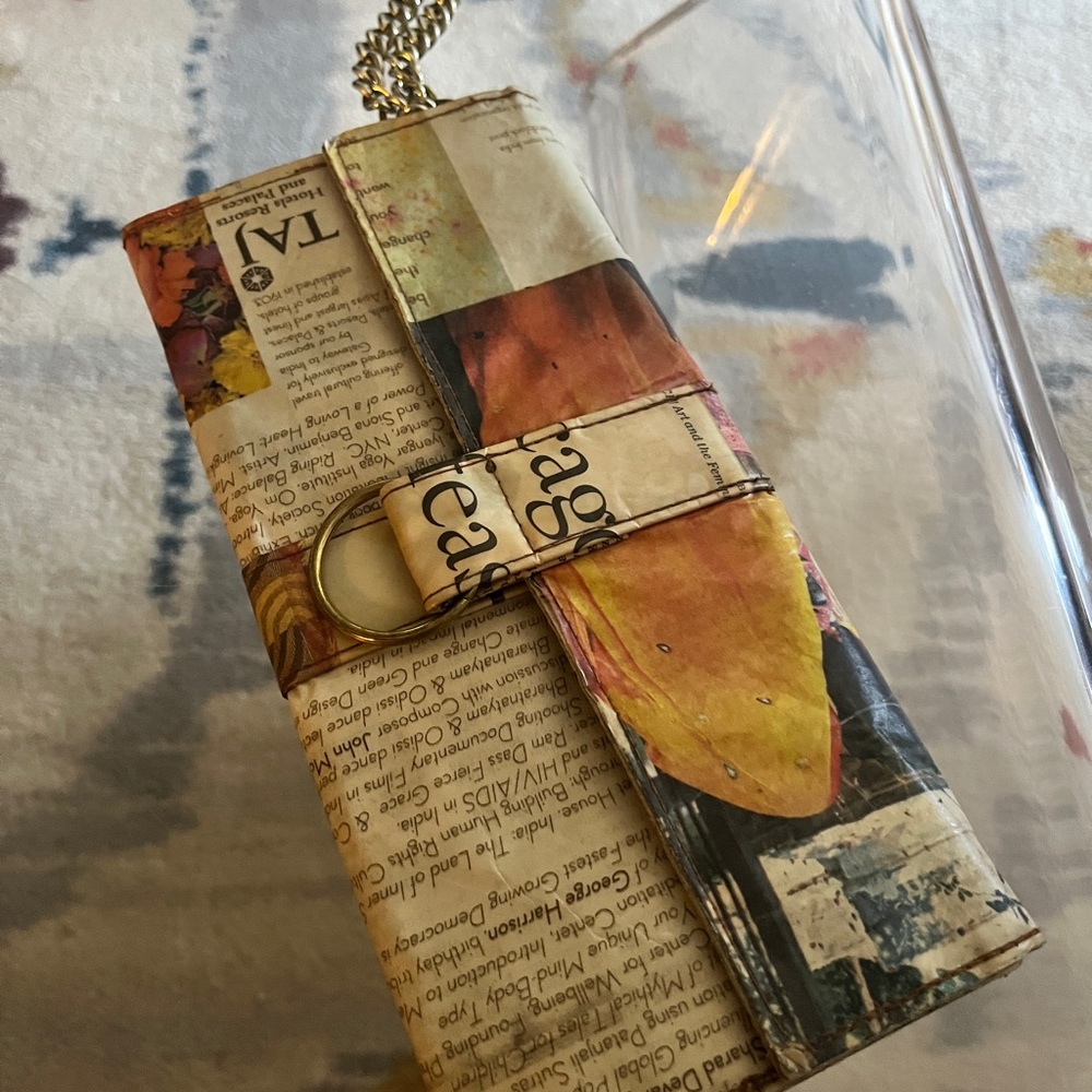 LA newspaper clutch purse